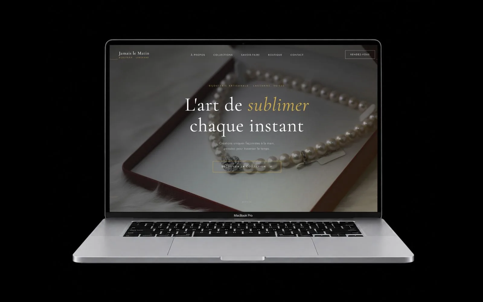 Site et boutique en ligne pour la bijouterie Jamais le Matin à Lausanne