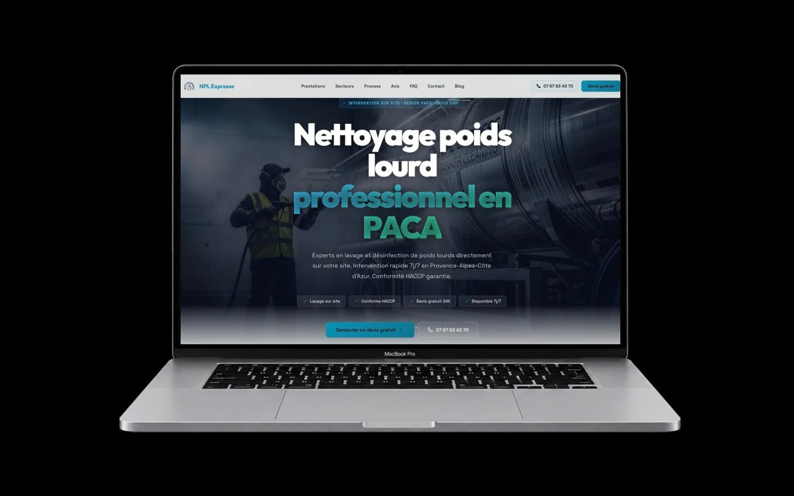 Site vitrine pour NPL Expresse, nettoyage de poids lourds